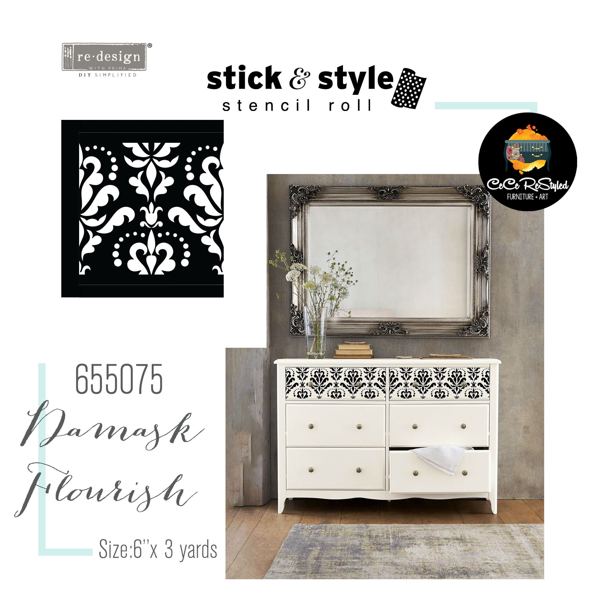 Classic Lace Stick & Style Reusable Adhesive Stencil from Redesign with Prima with Free Shipping