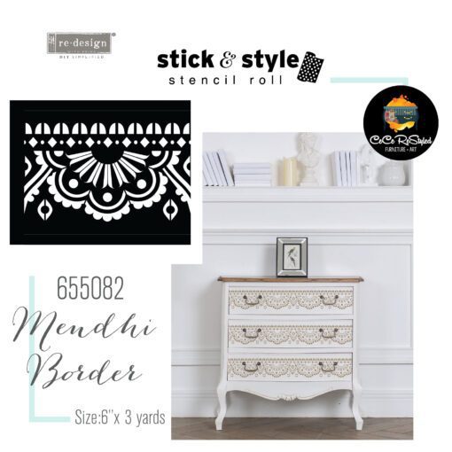 Mendhi Border Stick & Style Adhesive Stencil