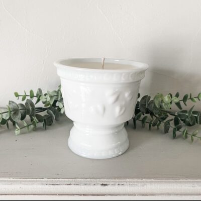 milk glass candle