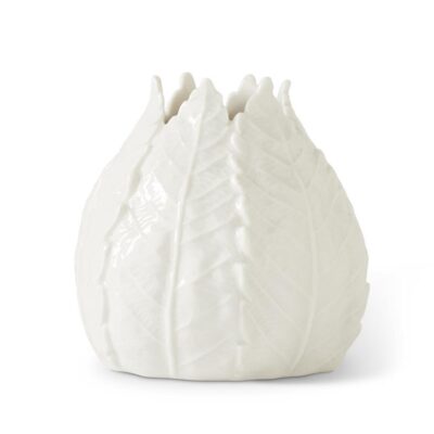 white ceramic leaf vase