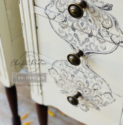 antique damask redesign with prima transfer