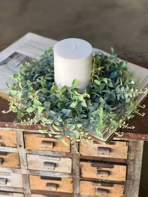 Stratford Fronds Candle Ring 16" Faux Greenery