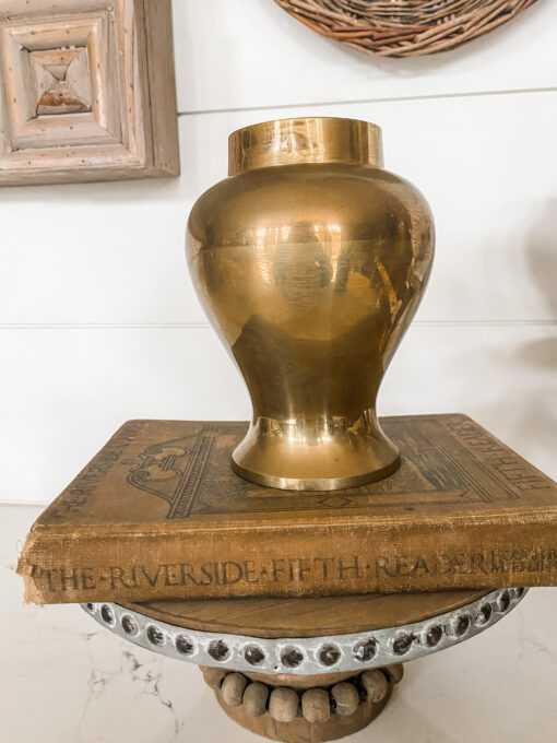 Vintage Brass Vase or Ginger Jar Home Décor Great for Staging