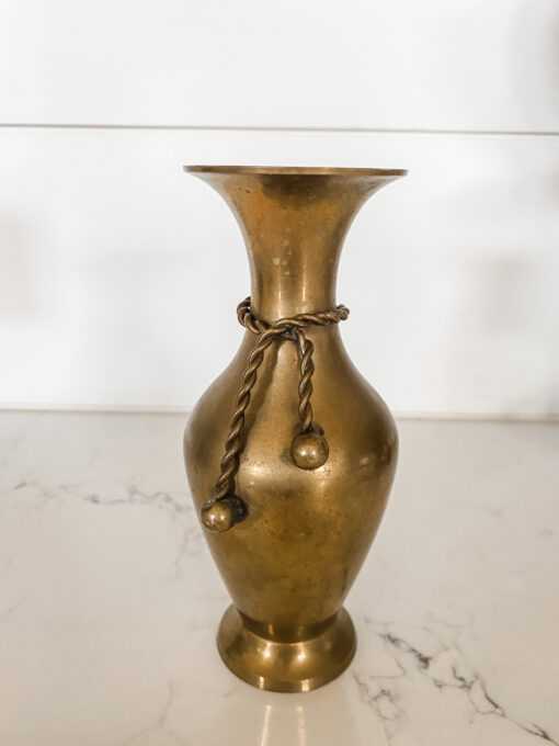 Vintage Brass Rope Vase Home Décor Great for Staging