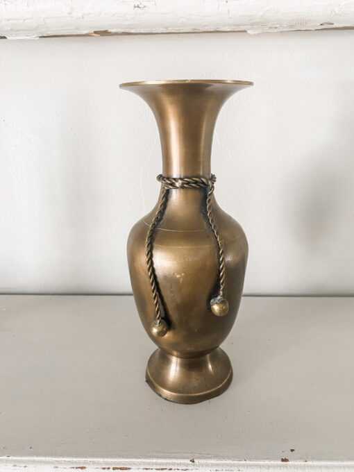 vintage brass rope vase