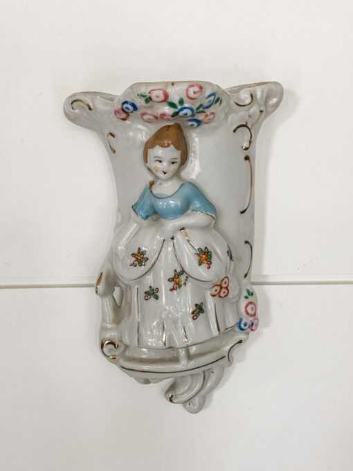 Vintage Porcelain Victorian Lady Wall Pocket
