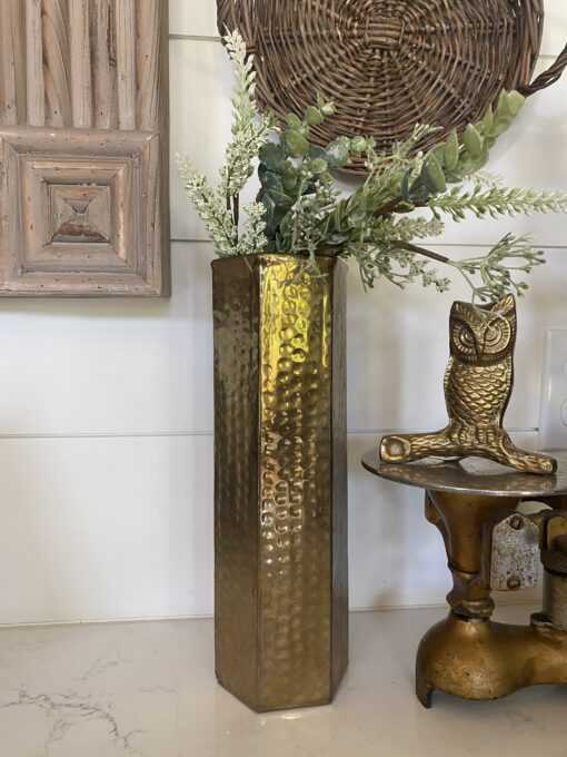 vintage brass hammered vase