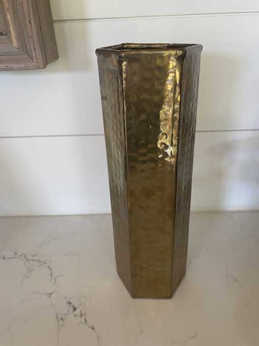 vintage brass hammered vase