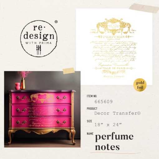 Perfume Notes Gold Foil Kacha Redesign with Prima Transfer