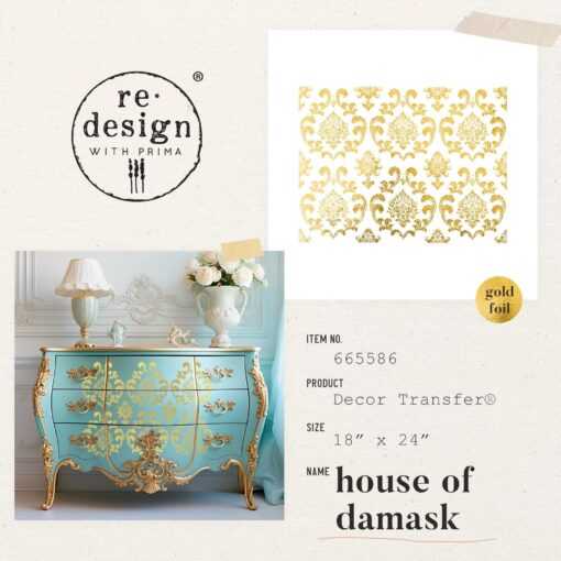 House of Damask Gold Foil Kacha Redesign with Prima Transfer