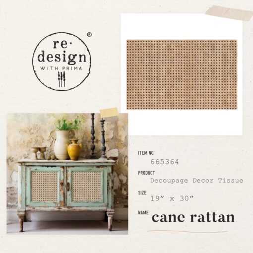 cane rattan decoupage paper redesgin with prima